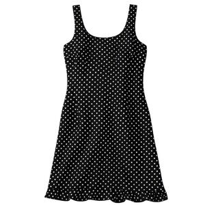 W16 Black Polka Dot Midi Dress